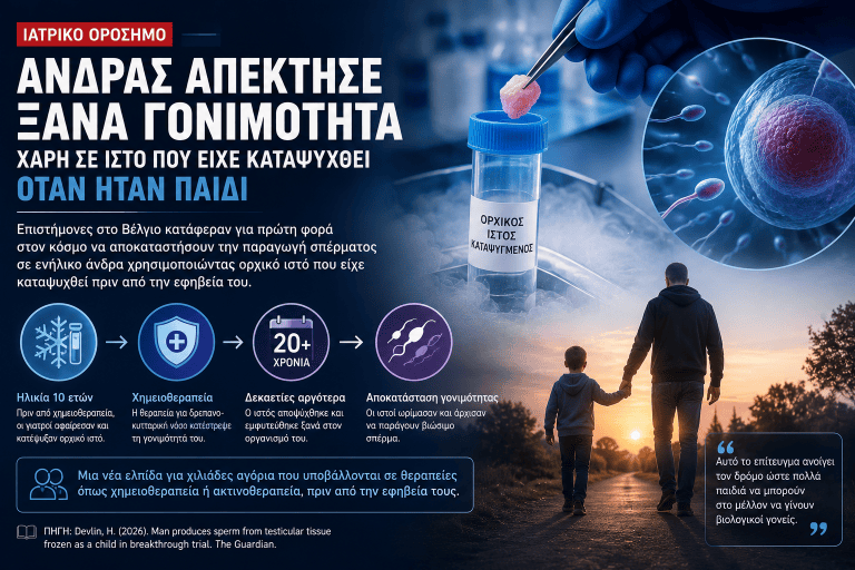 Ιατρικό ορόσημο: Άνδρας απέκτησε ξανά γονιμότητα χάρη σε ιστό που είχε καταψυχθεί όταν ήταν παιδί