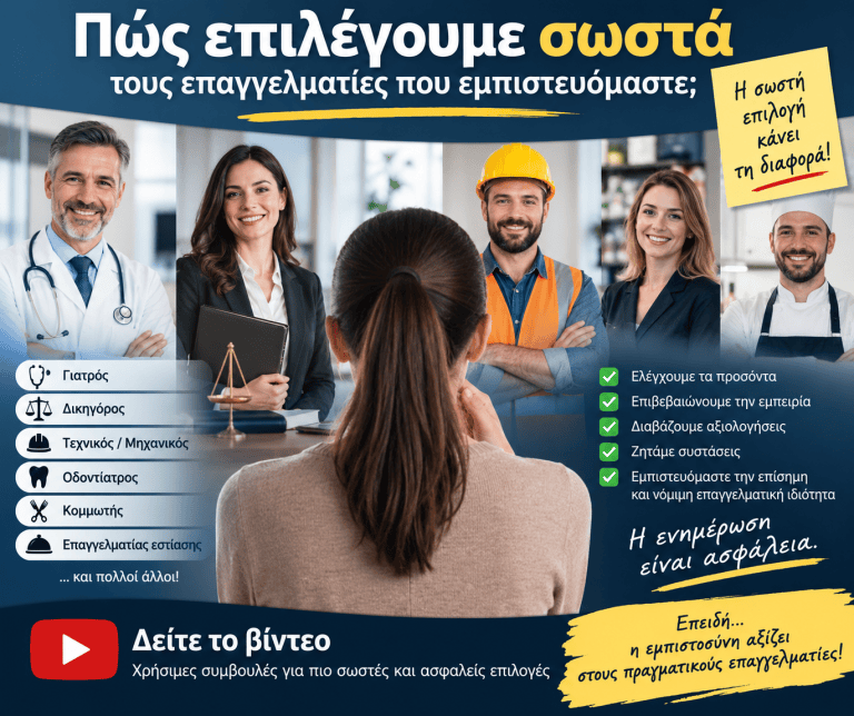 Πώς επιλέγουμε σωστά τους επαγγελματίες που εμπιστευόμαστε